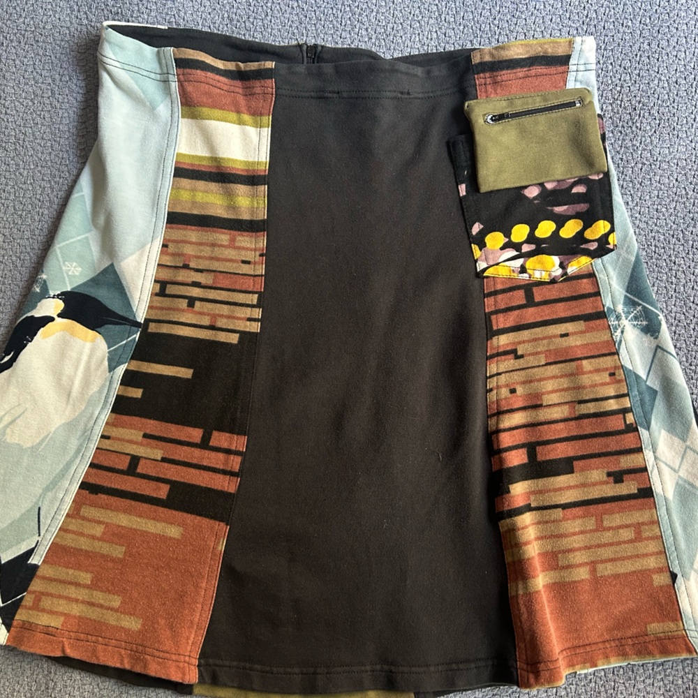 Penguin, winter vibe, Cotton skirt with pockets - Large